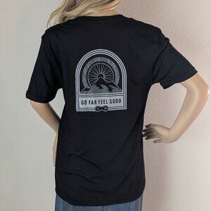 Smartwool T Shirt Unisex XS Black Graphic Dawn Rise Feel Good Merino Wool Tee